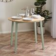 Linwood Drop Leaf Dining Table - 55cm-90cm - 2-4 Seater - Round - Natural and Sage Green Painted - Oak Effect