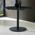 Luca Dining Table - 80cm - 2 Seater - Round - Black - Marble Effect and Metal