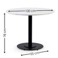 Luca Dining Table - 100cm - 4 Seater - Round - White and Black - Marble Effect and Metal