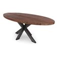 Leandro Industrial Dining Table - 240cm - 10 Seater - Oval - Spider Legs - Brown and Black - Teak Wood and Metal