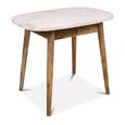Reims Dining Table - 92cm - 4 Seater - Oval - White and Brown - Marble Effect and Wood