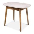 Reims Dining Table - 92cm - 4 Seater - Oval - White and Brown - Marble Effect and Wood