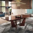 Bellagio Extending Dining Table - 160cm-210cm - 6-8 Seater - Sculptural Angled Base - High Gloss Walnut - Wooden