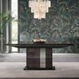 Heritage Extending Dining Table - 160cm-210cm - 6-8 Seater - Pedestal - with Mirrored Accent - Dark Velvet Birch High Gloss