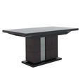 Heritage Extending Dining Table - 160cm-210cm - 6-8 Seater - Pedestal - with Mirrored Accent - Dark Velvet Birch High Gloss