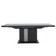 Heritage Extending Dining Table - 160cm-210cm - 6-8 Seater - Pedestal - with Mirrored Accent - Dark Velvet Birch High Gloss