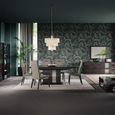 Heritage Extending Dining Table - 160cm-210cm - 6-8 Seater - Pedestal - with Mirrored Accent - Dark Velvet Birch High Gloss