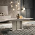 Claire Extending Dining Table - 160cm-210cm - 6-8 Seater - Pedestal - Pearl Line Eco Veneer High Gloss
