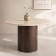 Brix Bottecino Dining Table - 120cm - 4 Seater - Round - Pedestal - Chestnut - Ceramic and Mango Wood