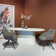 Brix Travis Dining Table - 200cm - 8 Seater - Pedestal - Oval - Sandy - Concrete