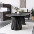Osaka Oak Extending Dining Table - 200cm-300cm - 8-12 Seater - Oval - Slatted Base - Black