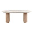 Athens Dining Table - 210cm - 8 Seater - Oval - White and Brown - Fluted Base - Ceramic and Wooden