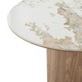 Athens Extending Dining Table - 120cm-200cm - 4-8 Seater - Round - Fluted Base - White and Brown - Ceramic and Wooden
