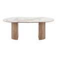 Athens Extending Dining Table - 120cm-200cm - 4-8 Seater - Round - Fluted Base - White and Brown - Ceramic and Wooden