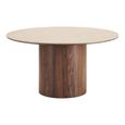 Delphi Dining Table - 140cm - 6 Seater - Round - Pedestal Base - Dark Brown - Ceramic and Wooden