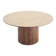 Delphi Dining Table - 140cm - 6 Seater - Round - Pedestal Base - Dark Brown - Ceramic and Wooden