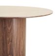 Delphi Dining Table - 140cm - 6 Seater - Round - Pedestal Base - Dark Brown - Ceramic and Wooden