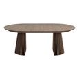 Osaka Oak Extending Dining Table - 200cm-300cm - 8-12 Seater - Oval - Slatted Base - Smoked