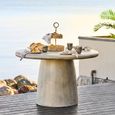 Bonnet Outdoor Dining Table - 120cm - 4 Seater - Round - Pedestal Base - Grey - Fiberglass