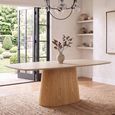 Noli Dining Table - 200cm - 8 Seater - Pedestal Base - Natural - Ceramic and Wooden