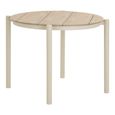 Abela Outdoor Dining Table - 90cm - 4 Seater - Round - Natural and Sand - Wooden and Aluminium