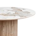 Athens Dining Table - 140cm - 6 Seater - Round - Fluted Base - White and Brown - Ceramic and Wooden
