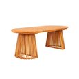 Berja Dining Table - 200cm - 8 Seater - Oval - Slatted Base - Warm Natural - Teak Wood