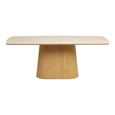 Noli Dining Table - 200cm - 8 Seater - Pedestal Base - Natural - Ceramic and Wooden