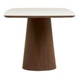Noli Dining Table - 200cm - 8 Seater - Pedestal Base - White and Dark Brown - Ceramic and Wooden