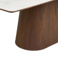 Noli Dining Table - 200cm - 8 Seater - Pedestal Base - White and Dark Brown - Ceramic and Wooden