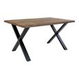Toulon Dining Table - 140cm - 6 Seater - Wavy Edge - Cross Leg - Smoked and Black - Oak and Metal