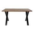 Toulon Dining Table - 140cm - 6 Seater - Wavy Edge - Cross Leg - Smoked and Black - Oak and Metal