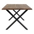 Toulon Dining Table - 140cm - 6 Seater - Wavy Edge - Cross Leg - Smoked and Black - Oak and Metal