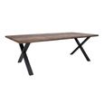 Toulon Dining Table - 240cm - 8 Seater - Wavy Edge - Cross Leg - Smoked and Black - Oak and Metal
