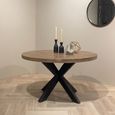 Sturdy Dining Table - 130cm - 6 Seater - Round - Spider Legs - Natural - Mango Wood