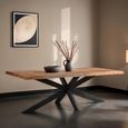 Sturdy Dining Table - 180cm - 6 Seater - Live Edge - Spider Legs - Natural - Mango Wood