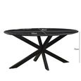 Dining Table - 180cm - 6 Seater - Oval - Spider Legs - Black - Marble