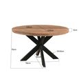 Sturdy Dining Table - 130cm - 6 Seater - Round - Spider Legs - Natural - Mango Wood