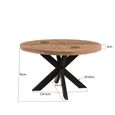 Sturdy Dining Table - 130cm - 6 Seater - Round - Spider Legs - Natural - Mango Wood