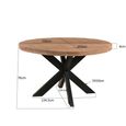 Sturdy Dining Table - 130cm - 6 Seater - Round - Spider Legs - Natural - Mango Wood