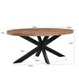 Sturdy Dining Table - 160cm - 6 Seater - Oval - Spider Legs - Natural - Mango Wood