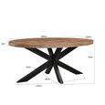Sturdy Dining Table - 160cm - 6 Seater - Oval - Spider Legs - Natural - Mango Wood
