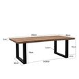 Sturdy Dining Table - 160cm - 6 Seater - U Legs - Natural - Mango Wood