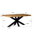 Sturdy Dining Table - 180cm - 6 Seater - Live Edge - Spider Legs - Natural - Mango Wood