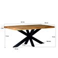 Sturdy Dining Table - 180cm - 6 Seater - Live Edge - Spider Legs - Natural - Mango Wood