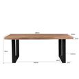 Sturdy Dining Table - 180cm - 6 Seater - Live Edge - U Legs - Natural - Mango Wood