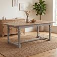 Chateau Extending Dining Table - 200cm-250cm - 8-10 Seater - Grey Painted - Rustic Pine