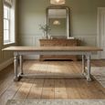 Chateau Extending Dining Table - 200cm-250cm - 8-10 Seater - Grey Painted - Rustic Pine