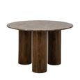 Dining Table - 120cm - 4 Seater - Round - Column Base - Brown - Marble and Wooden