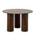 Dining Table - 120cm - 4 Seater - Round - Column Base - Brown - Marble and Wooden